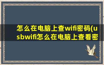 怎么在电脑上查wifi密码(usbwifi怎么在电脑上查看密码)