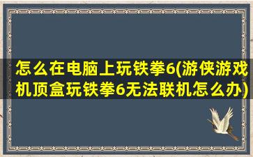 怎么在电脑上玩铁拳6(游侠游戏机顶盒玩铁拳6无法联机怎么办)