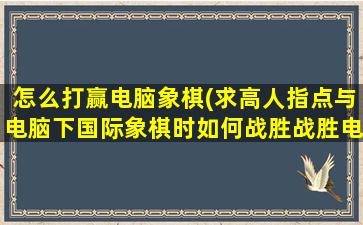 怎么打赢电脑象棋(求高人指点与电脑下国际象棋时如何战胜战胜电脑（走棋步骤）)