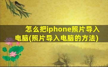 怎么把iphone照片导入电脑(照片导入电脑的方法)