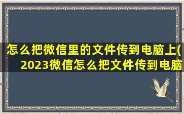 怎么把微信里的文件传到电脑上(2023微信怎么把文件传到电脑上)