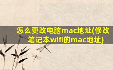 怎么更改电脑mac地址(修改笔记本wifi的mac地址)