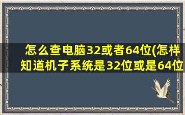 怎么查电脑32或者64位(怎样知道机子系统是32位或是64位)