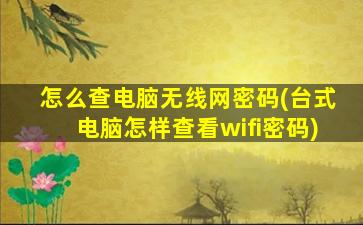 怎么查电脑无线网密码(台式电脑怎样查看wifi密码)