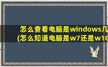 怎么查看电脑是windows几(怎么知道电脑是w7还是w10)