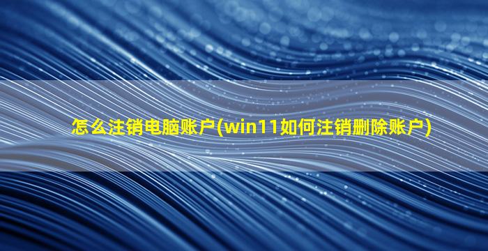 怎么注销电脑账户(win11如何注销删除账户)