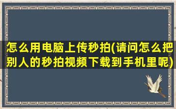 怎么用电脑上传秒拍(请问怎么把别人的秒拍视频下载到手机里呢)