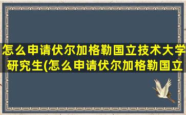 怎么申请伏尔加格勒国立技术大学研究生(怎么申请伏尔加格勒国立技术大学硕士)