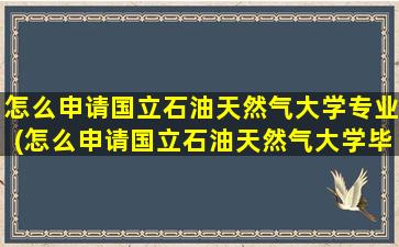 怎么申请国立石油天然气大学专业(怎么申请国立石油天然气大学毕业证)