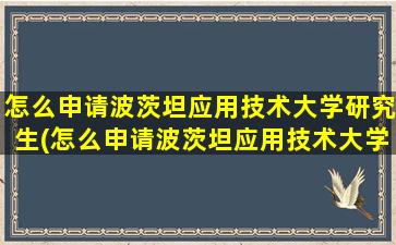 怎么申请波茨坦应用技术大学研究生(怎么申请波茨坦应用技术大学本科)