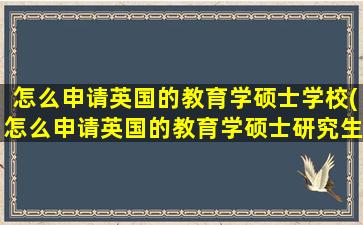 怎么申请英国的教育学硕士学校(怎么申请英国的教育学硕士研究生)