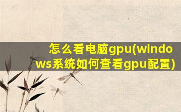 怎么看电脑gpu(windows系统如何查看gpu配置)