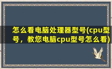 怎么看电脑处理器型号(cpu型号，教您电脑cpu型号怎么看)