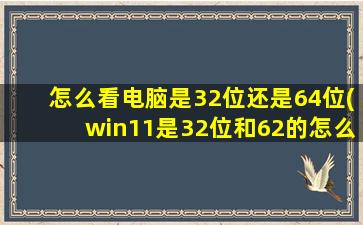 怎么看电脑是32位还是64位(win11是32位和62的怎么看)