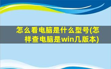 怎么看电脑是什么型号(怎样查电脑是win几版本)