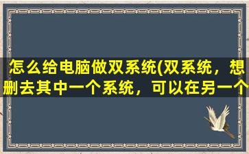 怎么给电脑做双系统(双系统，想删去其中一个系统，可以在另一个中直接格式化么)