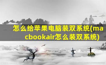 怎么给苹果电脑装双系统(macbookair怎么装双系统)