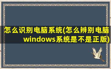 怎么识别电脑系统(怎么辨别电脑windows系统是不是正版)