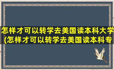 怎样才可以转学去美国读本科大学(怎样才可以转学去美国读本科专业)