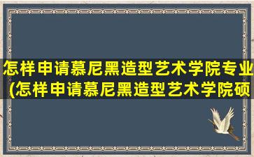 怎样申请慕尼黑造型艺术学院专业(怎样申请慕尼黑造型艺术学院硕士)