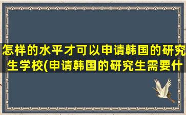 怎样的水平才可以申请韩国的研究生学校(申请韩国的研究生需要什么条件)