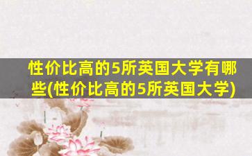 性价比高的5所英国大学有哪些(性价比高的5所英国大学)