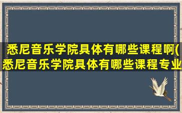 悉尼音乐学院具体有哪些课程啊(悉尼音乐学院具体有哪些课程专业)