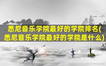 悉尼音乐学院最好的学院排名(悉尼音乐学院最好的学院是什么)