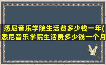 悉尼音乐学院生活费多少钱一年(悉尼音乐学院生活费多少钱一个月)