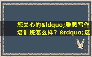 您关心的“雅思写作培训班怎么样？”这里有专业的点评！