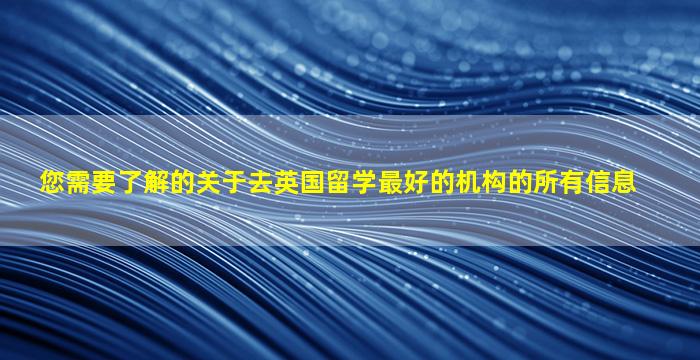 您需要了解的关于去英国留学最好的机构的所有信息