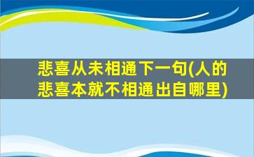 悲喜从未相通下一句(人的悲喜本就不相通出自哪里)