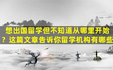 想出国留学但不知道从哪里开始？这篇文章告诉你留学机构有哪些