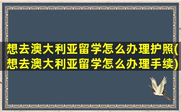 想去澳大利亚留学怎么办理护照(想去澳大利亚留学怎么办理手续)