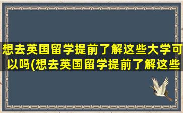 想去英国留学提前了解这些大学可以吗(想去英国留学提前了解这些大学英文)