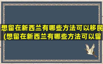 想留在新西兰有哪些方法可以移民(想留在新西兰有哪些方法可以留学)