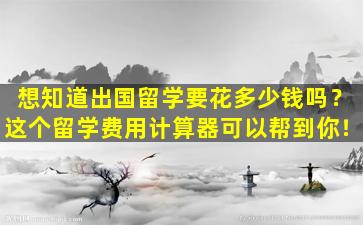 想知道出国留学要花多少钱吗？这个留学费用计算器可以帮到你！