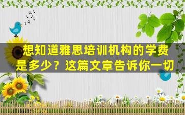 想知道雅思培训机构的学费是多少？这篇文章告诉你一切