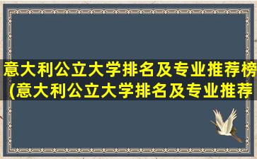 意大利公立大学排名及专业推荐榜(意大利公立大学排名及专业推荐知乎)