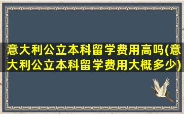 意大利公立本科留学费用高吗(意大利公立本科留学费用大概多少)