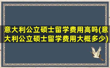 意大利公立硕士留学费用高吗(意大利公立硕士留学费用大概多少)