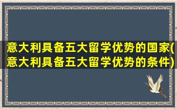 意大利具备五大留学优势的国家(意大利具备五大留学优势的条件)