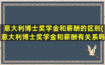 意大利博士奖学金和薪酬的区别(意大利博士奖学金和薪酬有关系吗)