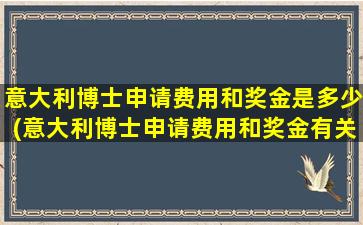 意大利博士申请费用和奖金是多少(意大利博士申请费用和奖金有关系吗)