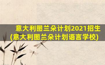 意大利图兰朵计划2021招生(意大利图兰朵计划语言学校)