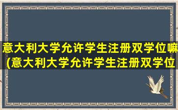 意大利大学允许学生注册双学位嘛(意大利大学允许学生注册双学位吗知乎)