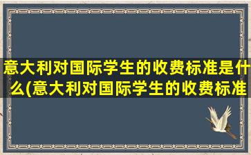 意大利对国际学生的收费标准是什么(意大利对国际学生的收费标准有哪些)