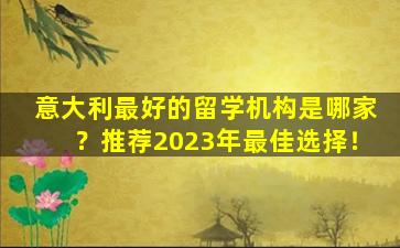 意大利最好的留学机构是哪家？推荐2023年最佳选择！