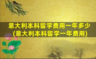 意大利本科留学费用一年多少(意大利本科留学一年费用)