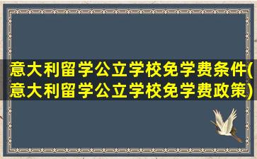 意大利留学公立学校免学费条件(意大利留学公立学校免学费政策)